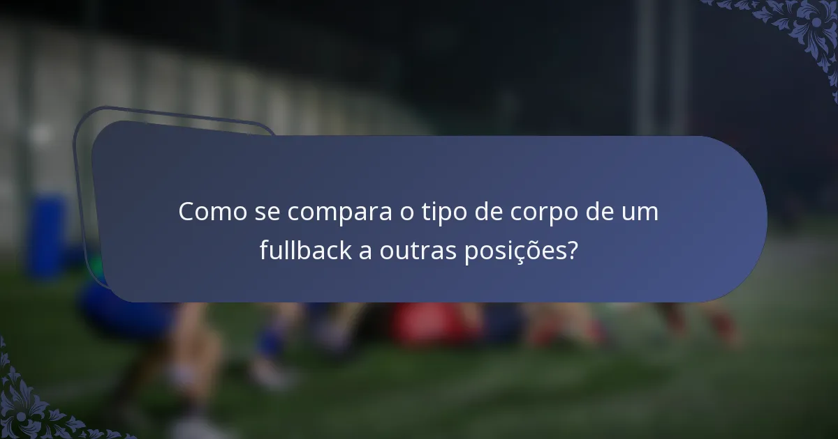 Como se compara o tipo de corpo de um fullback a outras posições?