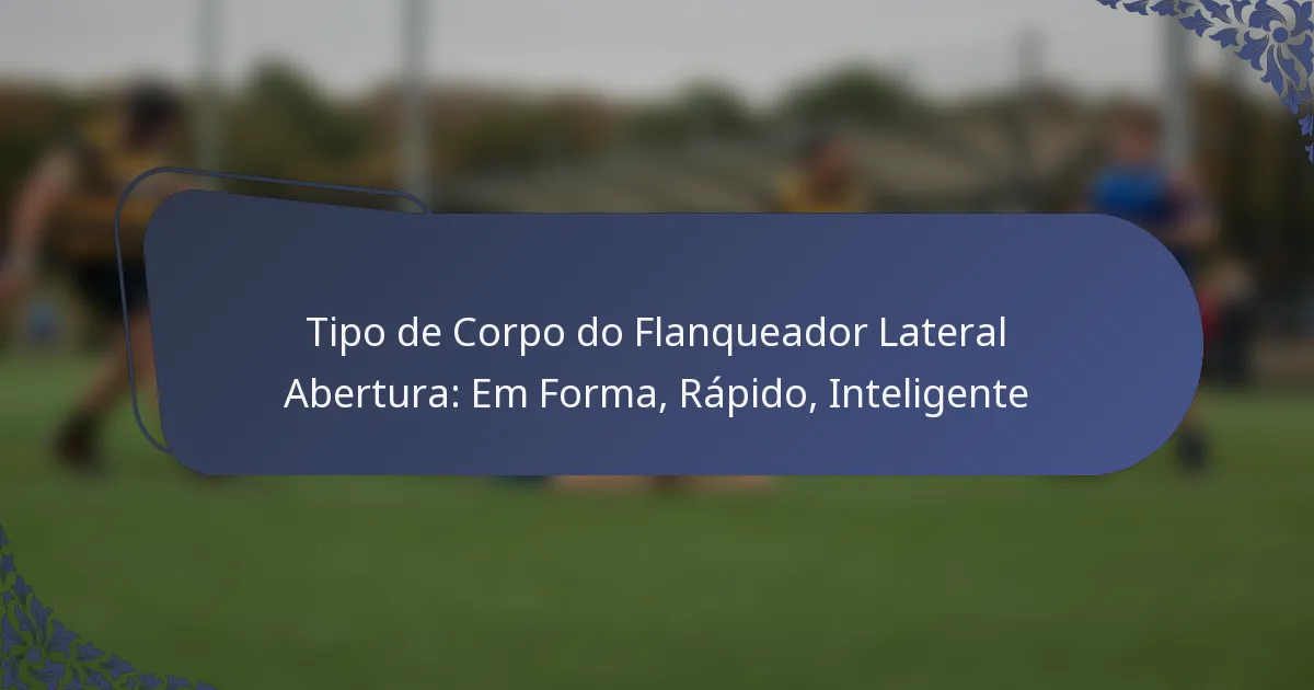 Tipo de Corpo do Flanqueador Lateral Abertura: Em Forma, Rápido, Inteligente